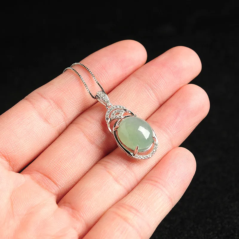 Natural Jade Pendant Jadeite Silver Pendant PT117