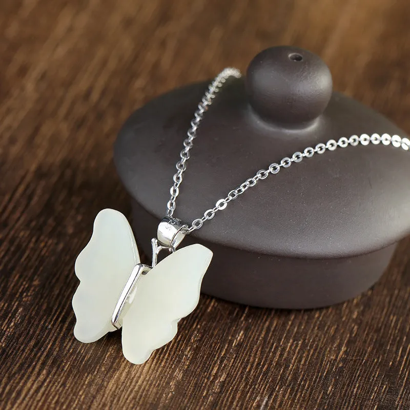 Natural Jade Pendant Nephrite Silver Pendant ZPT111