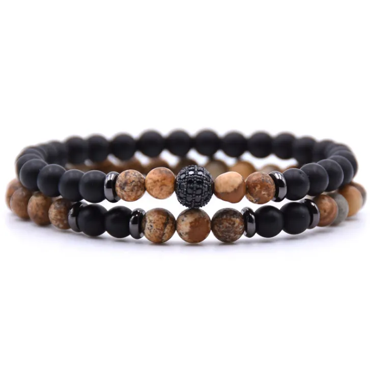 Natural Micro-inlaid Zircon Stone Beaded Bracelet