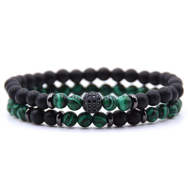 Natural Micro-inlaid Zircon Stone Beaded Bracelet