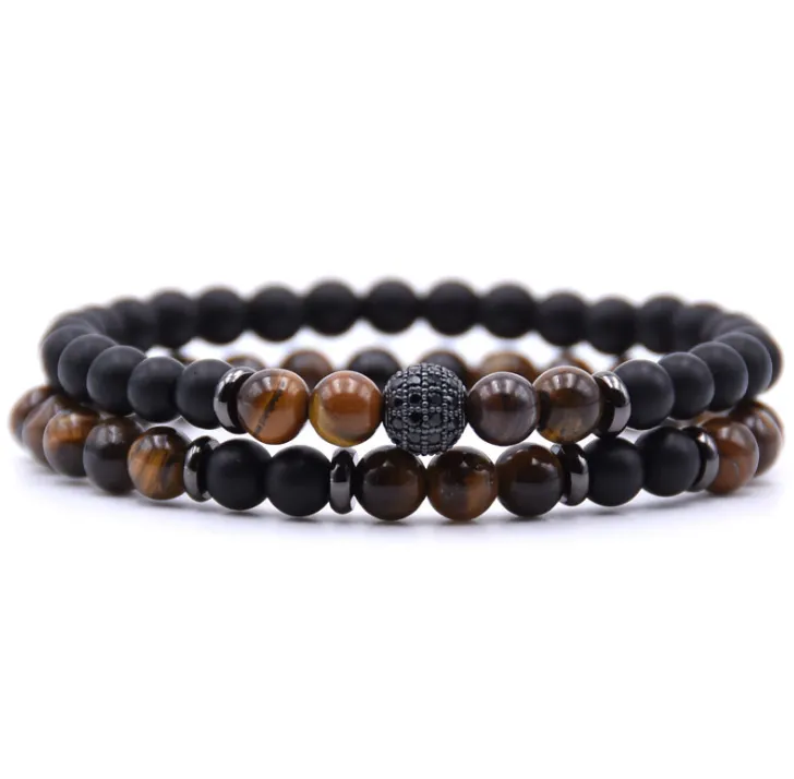 Natural Micro-inlaid Zircon Stone Beaded Bracelet