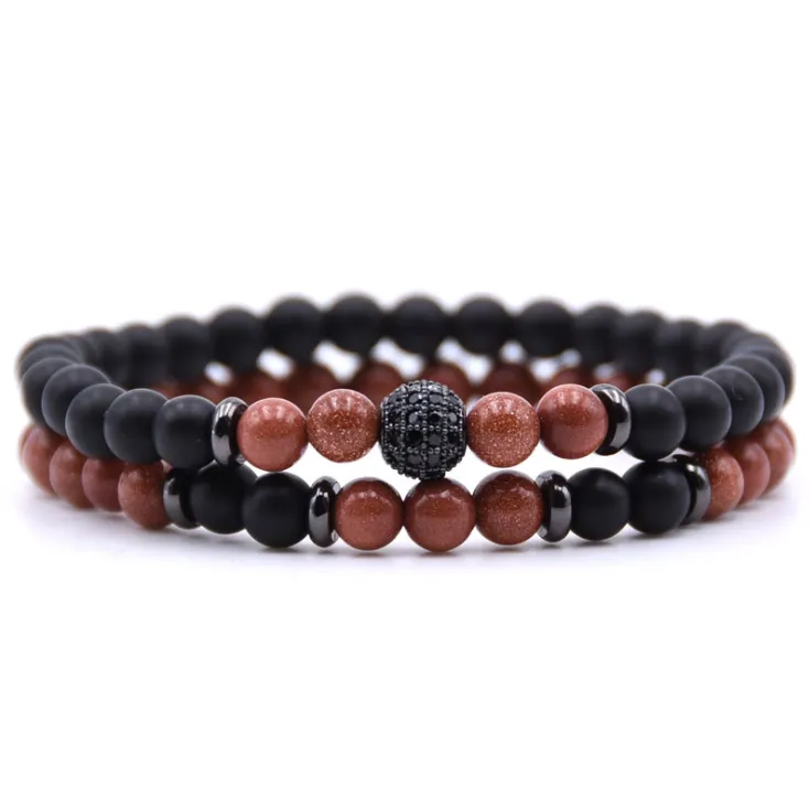Natural Micro-inlaid Zircon Stone Beaded Bracelet