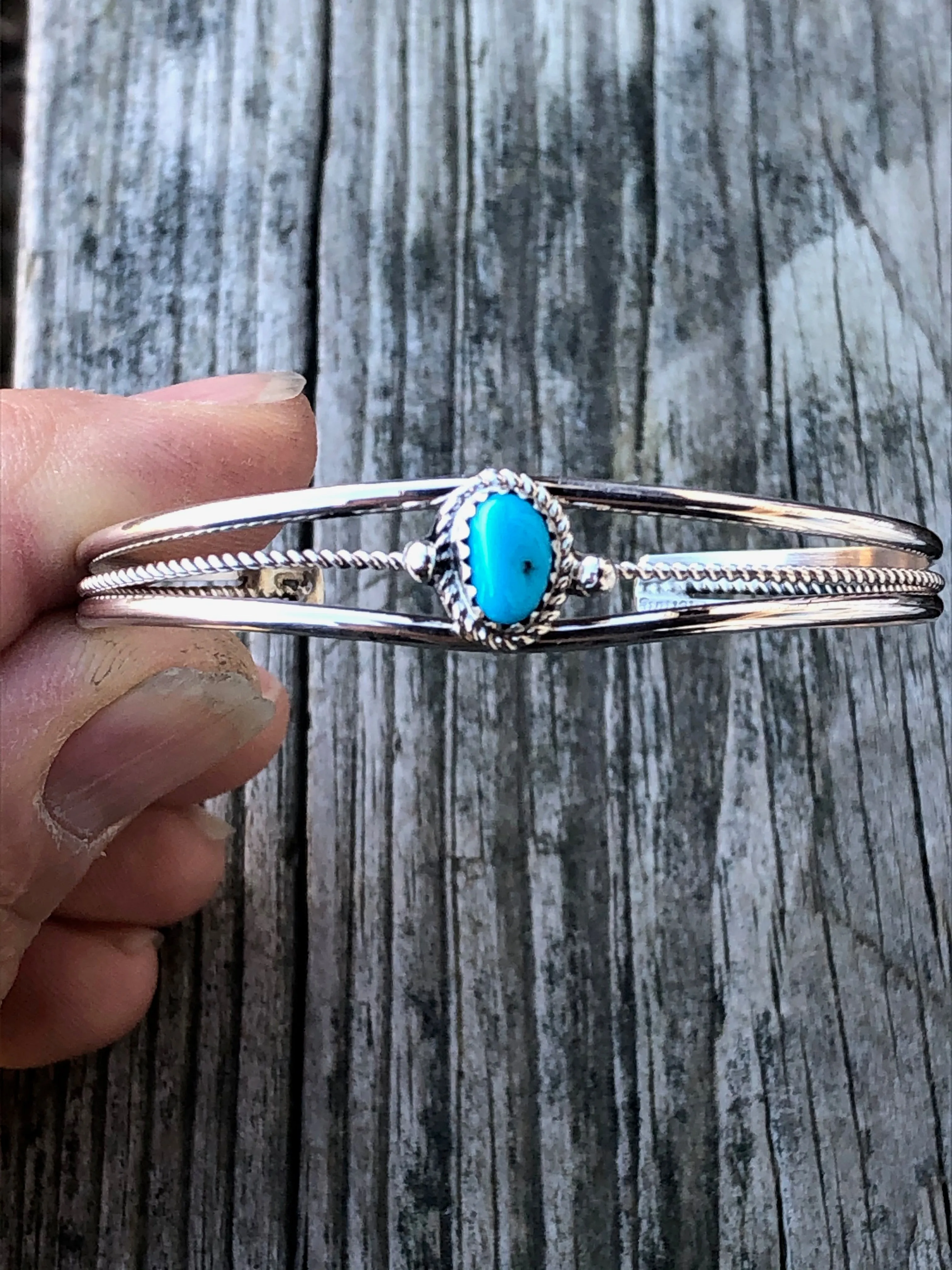 Navajo Turquoise sterling silver Twist Wire Bracelet