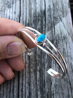 Navajo Turquoise sterling silver Twist Wire Bracelet