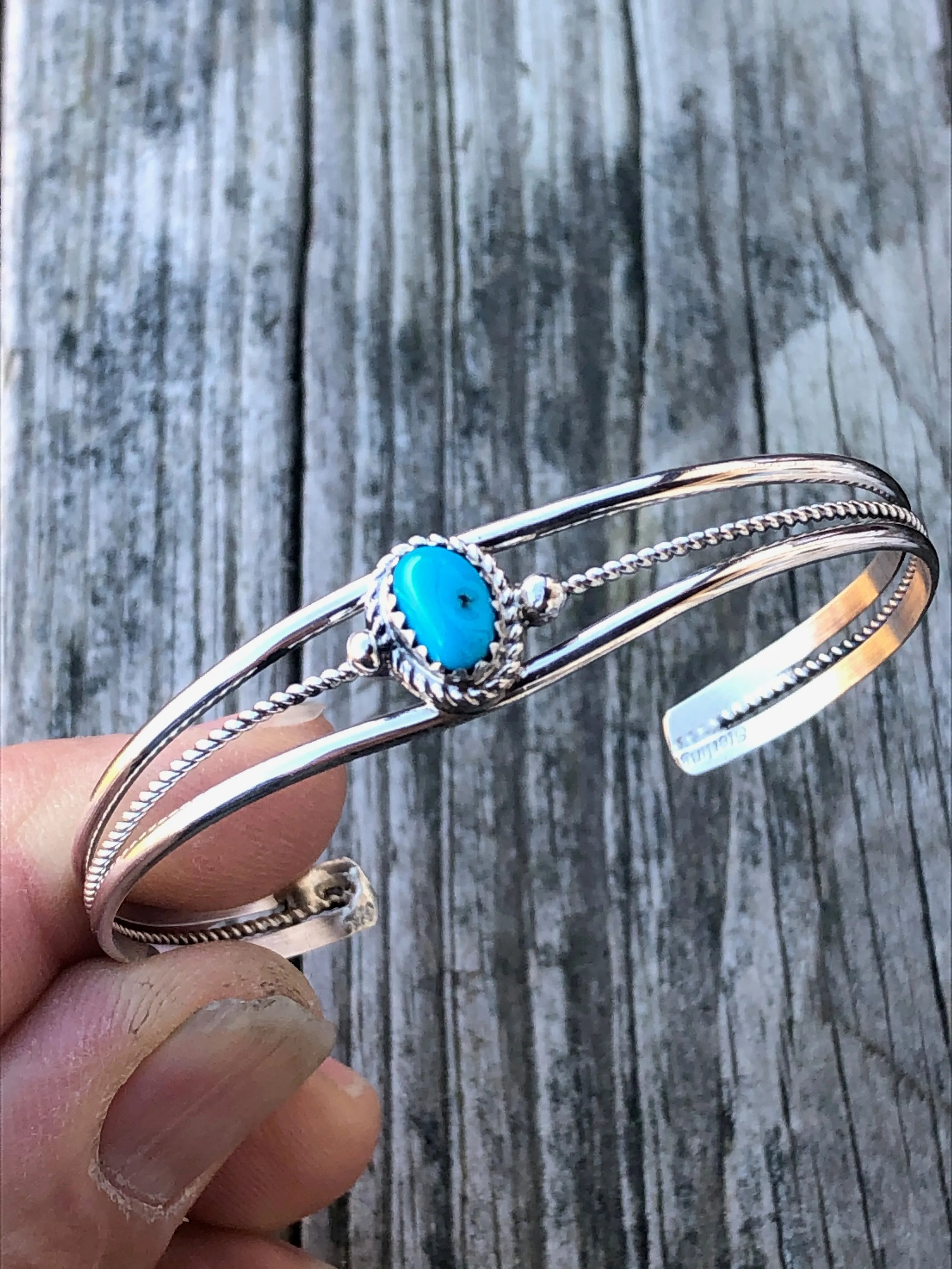 Navajo Turquoise sterling silver Twist Wire Bracelet
