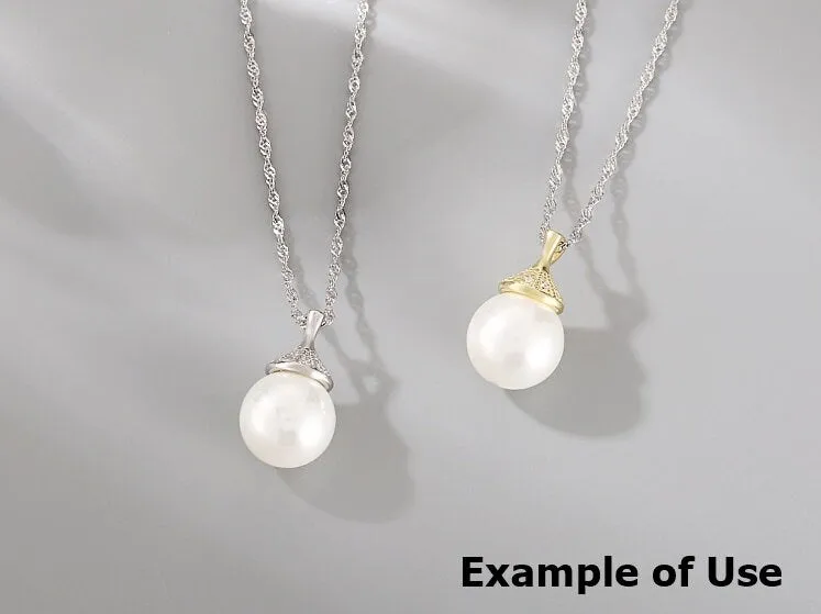 Necklace Pendant Setting Blank 12mm 1pc 1.1g 925 Sterling Silver Flower Shape Base for 1 Pearl Bead CZ Semi Mount Wholesale Available
