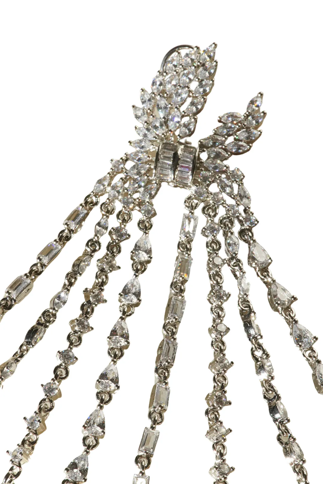 Nikita- Rhodium Plated Cascading Chandelier Statement Earrings