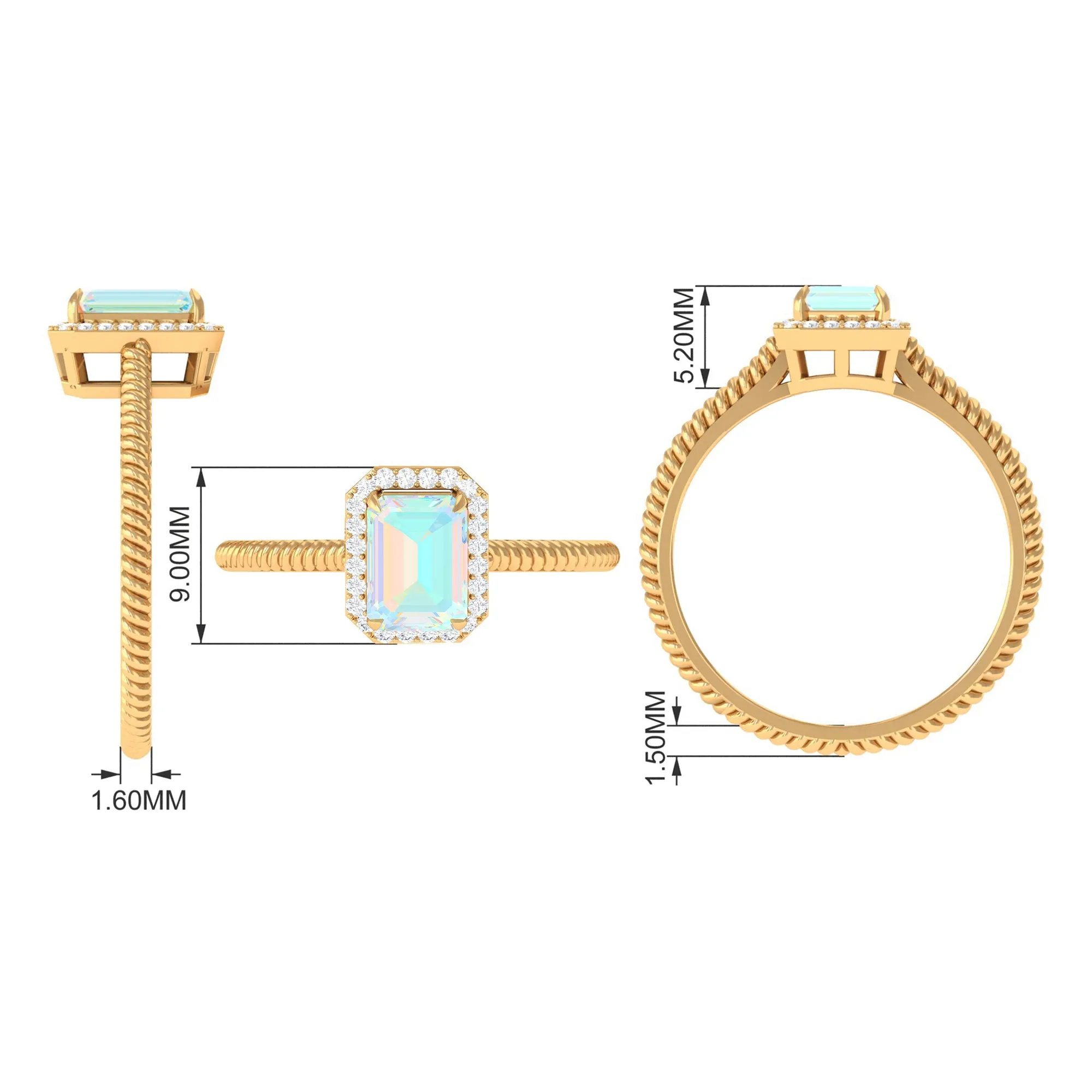 Octagon Ethiopian Opal and Diamond Halo Ring