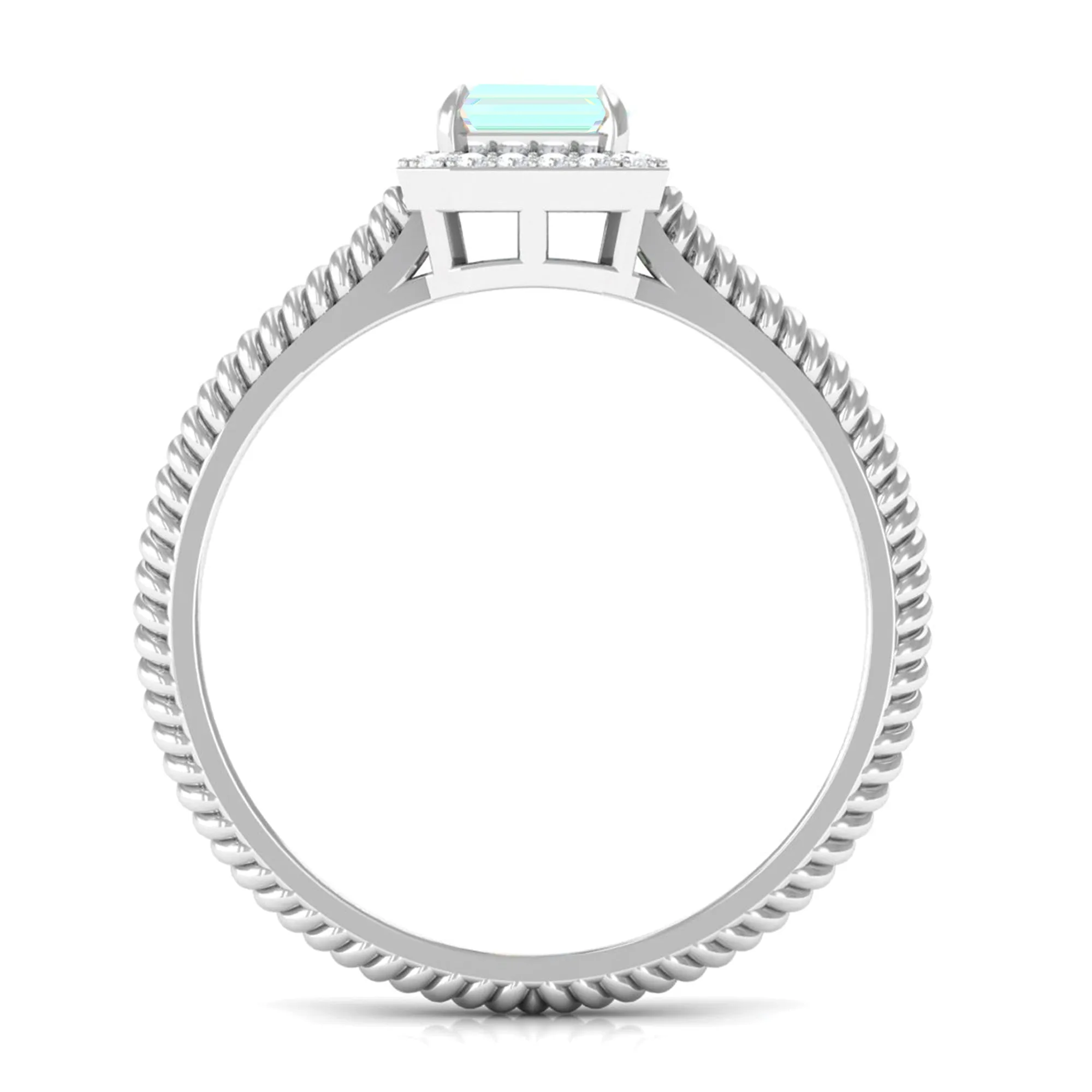 Octagon Ethiopian Opal and Diamond Halo Ring