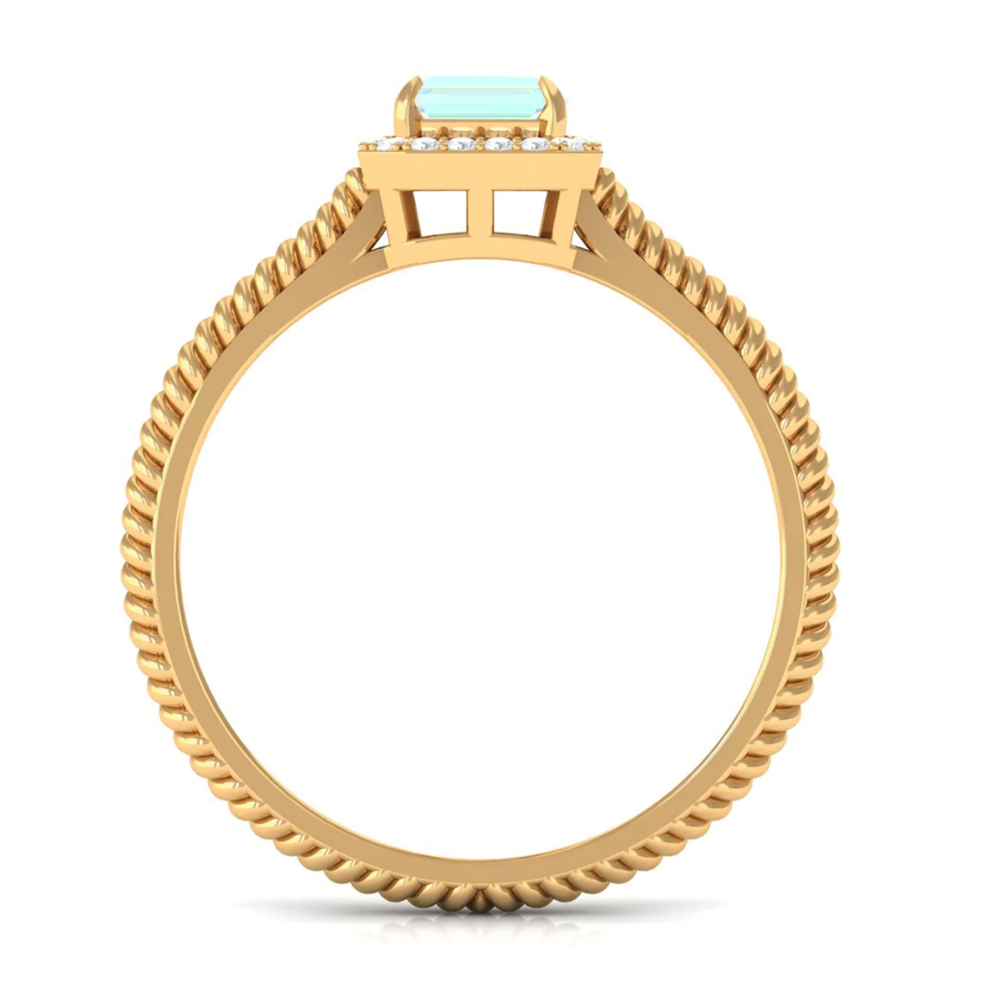 Octagon Ethiopian Opal and Diamond Halo Ring