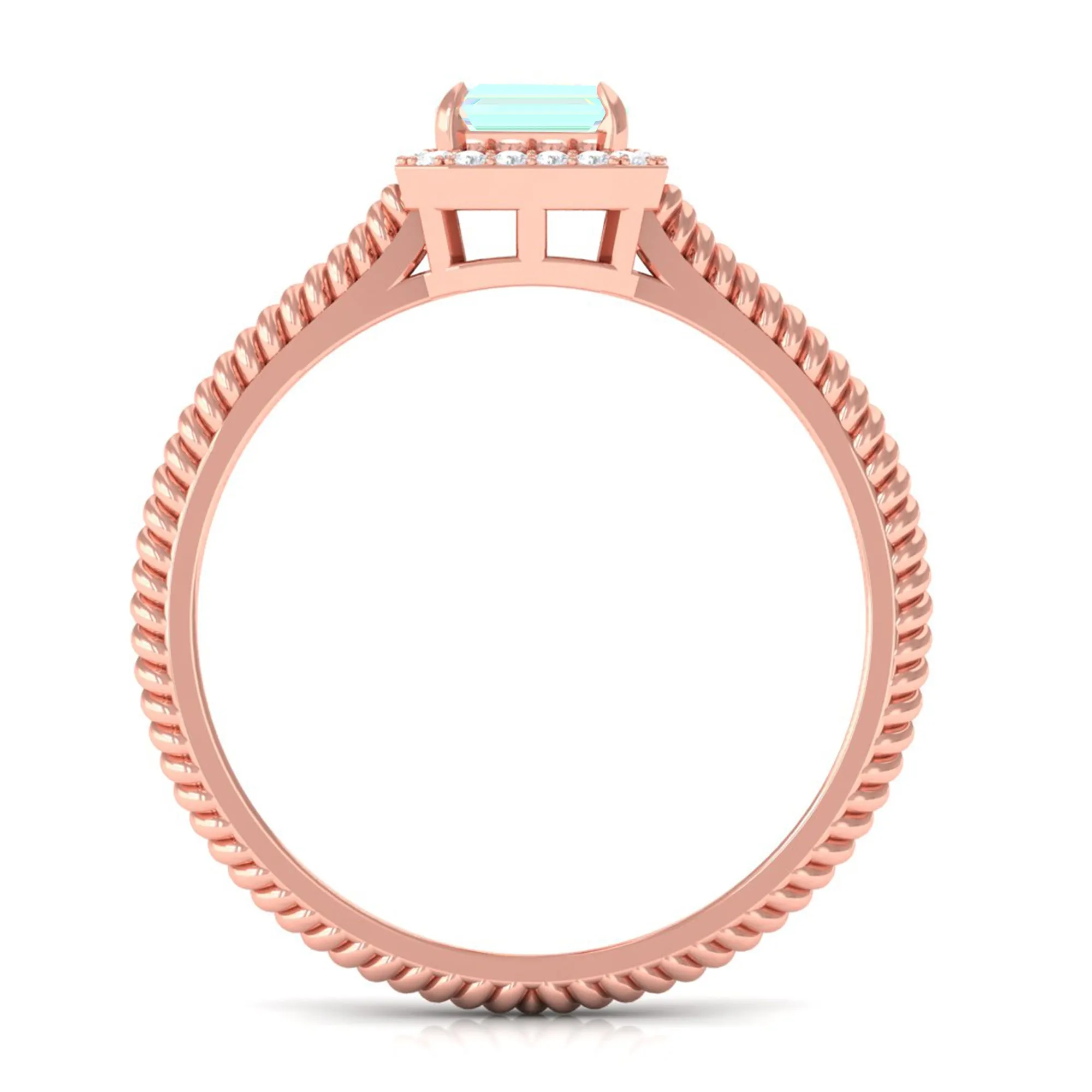 Octagon Ethiopian Opal and Diamond Halo Ring