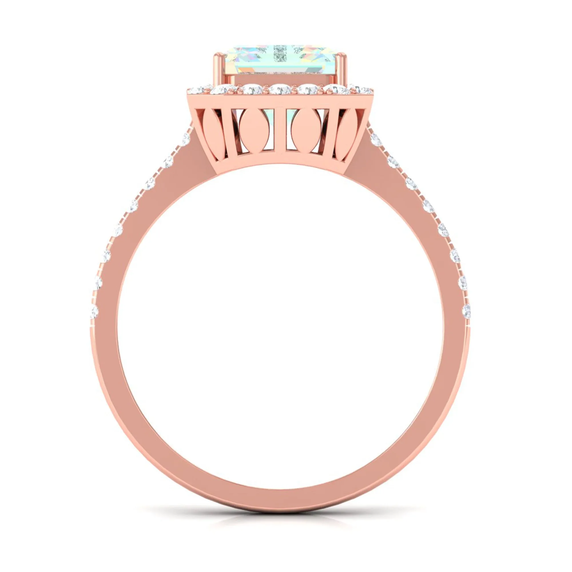 Octagon Ethiopian Opal Halo Engagement Ring with Diamond