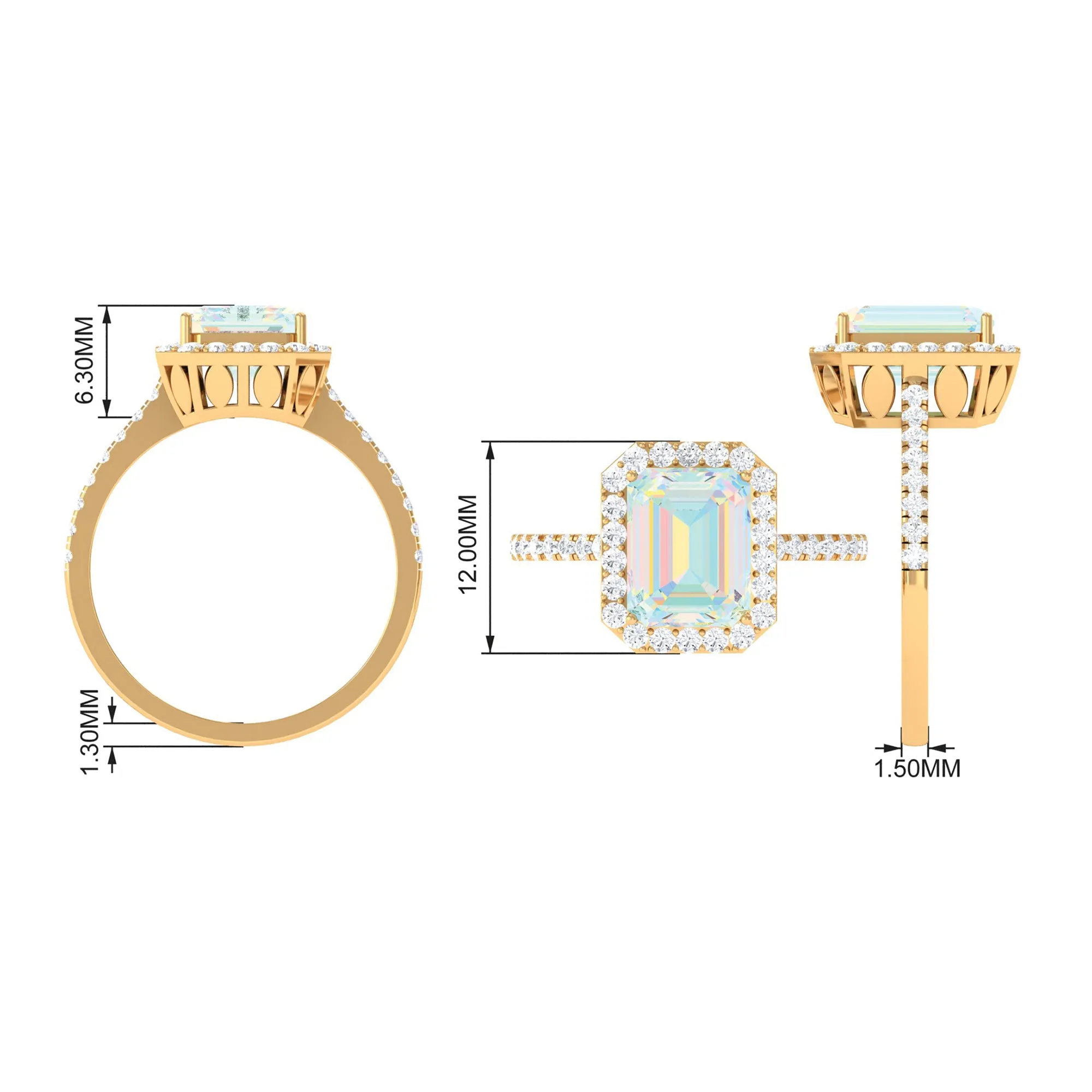 Octagon Ethiopian Opal Halo Engagement Ring with Diamond