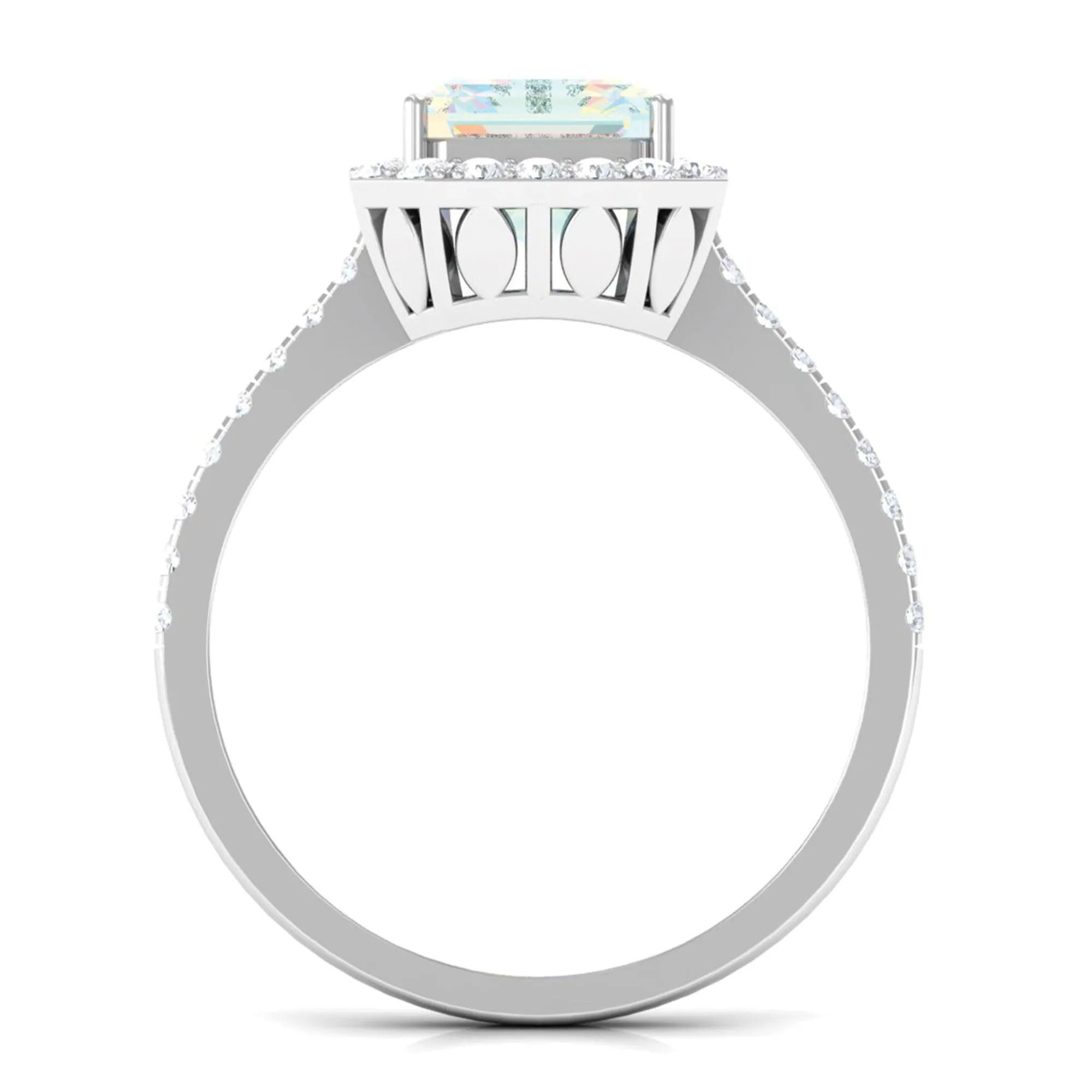 Octagon Ethiopian Opal Halo Engagement Ring with Diamond