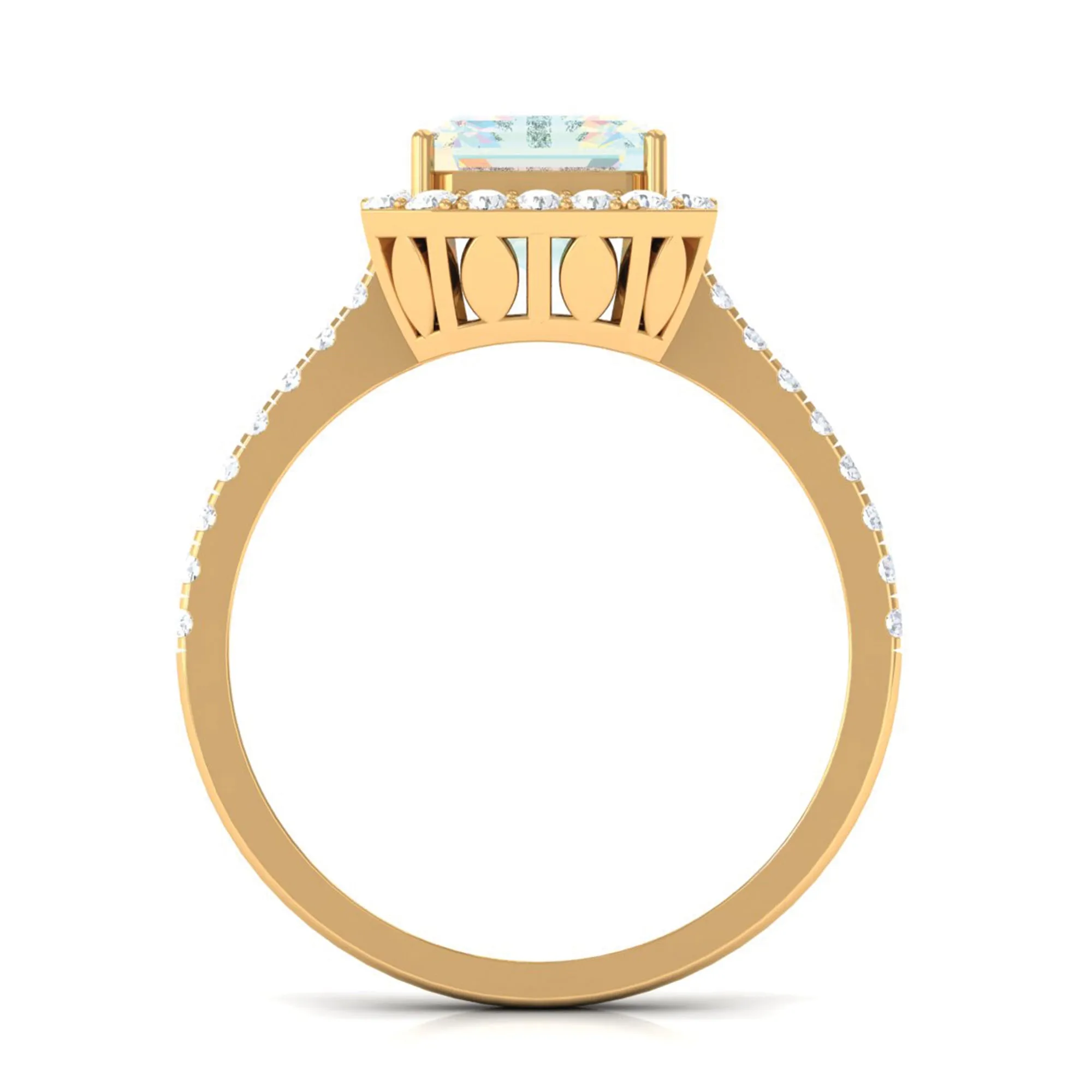 Octagon Ethiopian Opal Halo Engagement Ring with Diamond