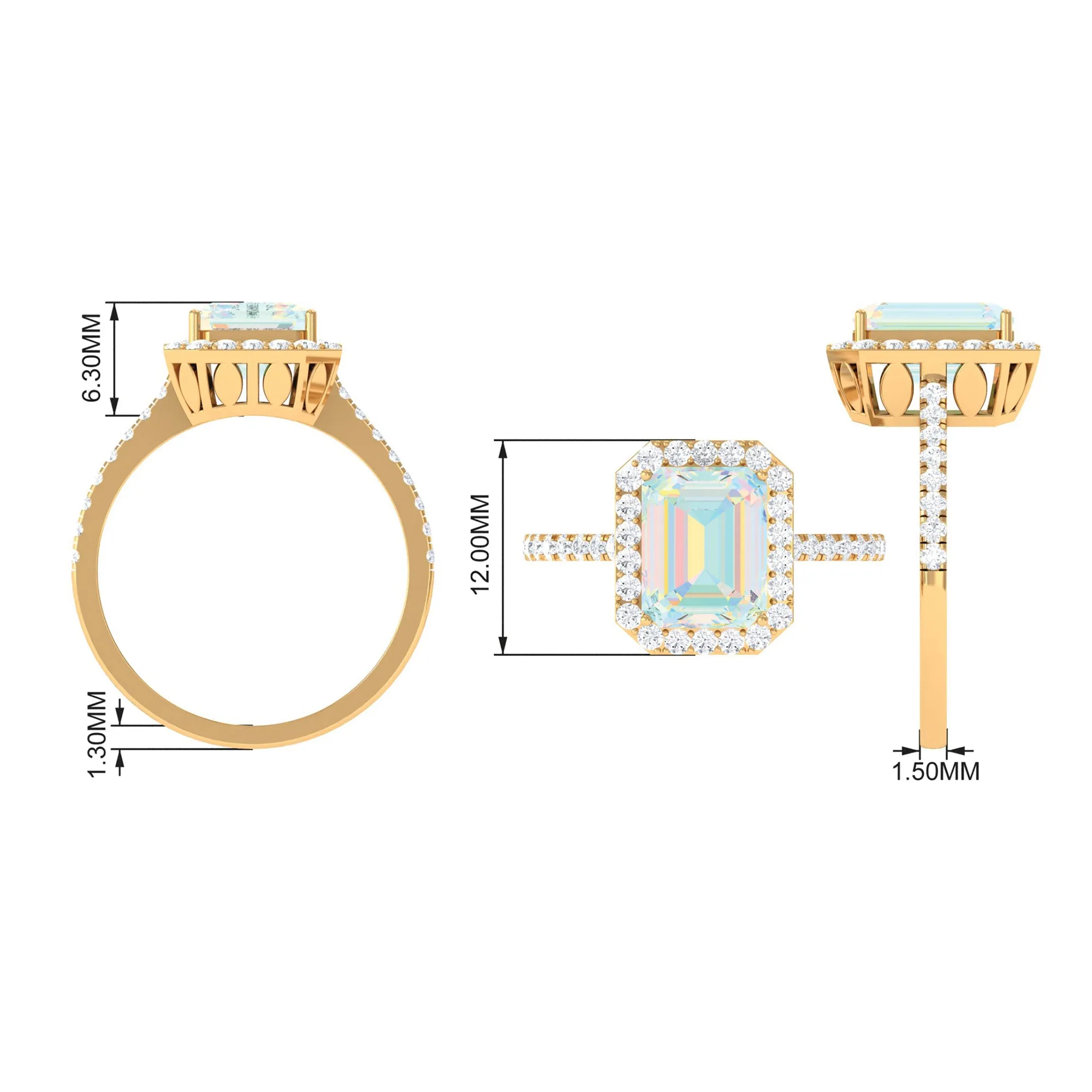 Octagon Ethiopian Opal Halo Engagement Ring with Diamond