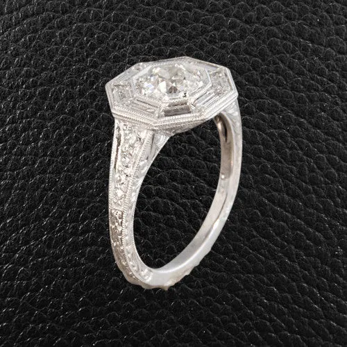 Octagonal Diamond Engagement Ring