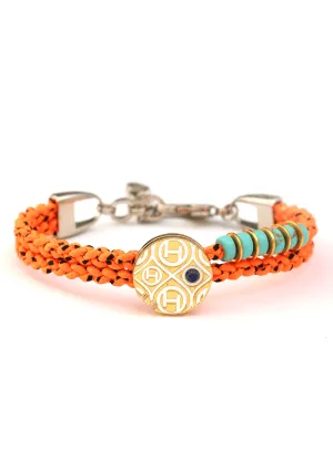 OH Dopamine Bond Bracelet in Atomic Orange, Silver Finish