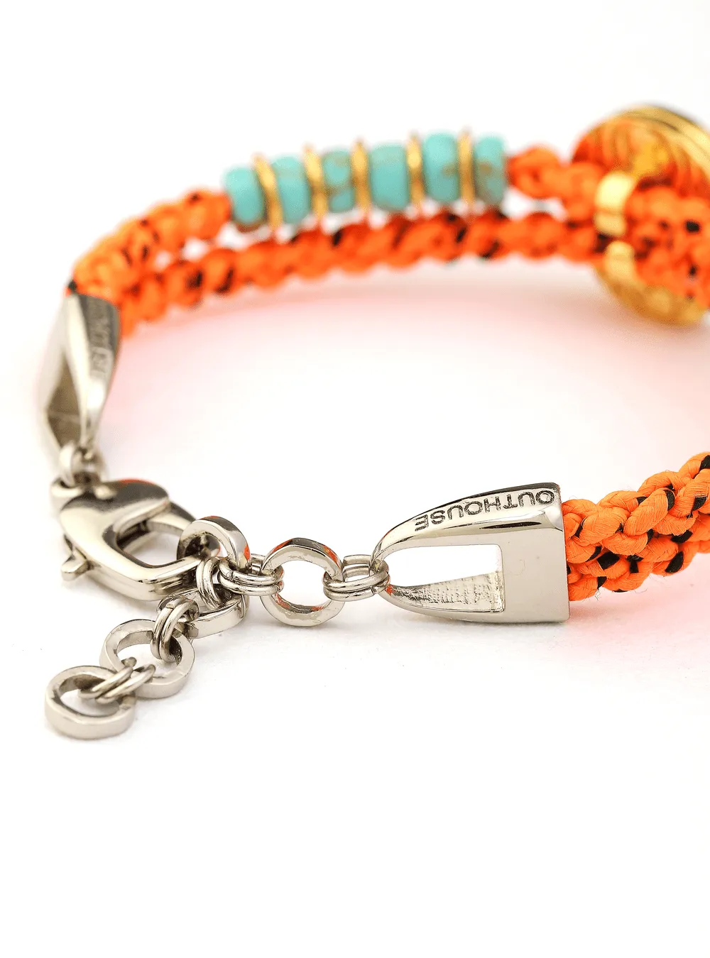 OH Dopamine Bond Bracelet in Atomic Orange, Silver Finish