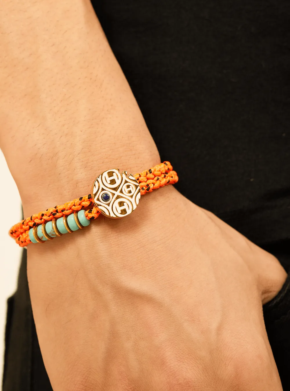 OH Dopamine Bond Bracelet in Atomic Orange, Silver Finish