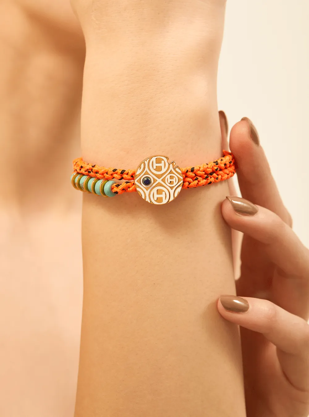 OH Dopamine Bond Bracelet in Atomic Orange, Silver Finish
