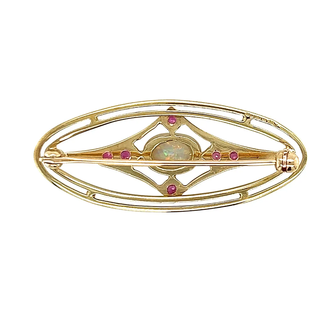 Opal & Ruby Brooch
