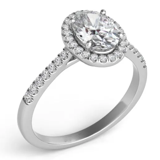 Oval Diamond Halo Engagement Ring