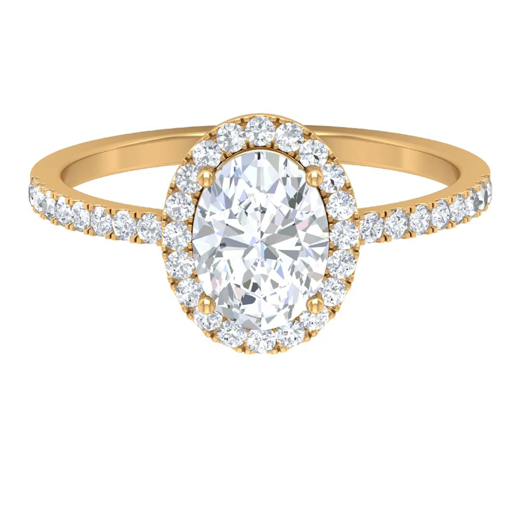 Oval Zircon Halo Engagement Ring