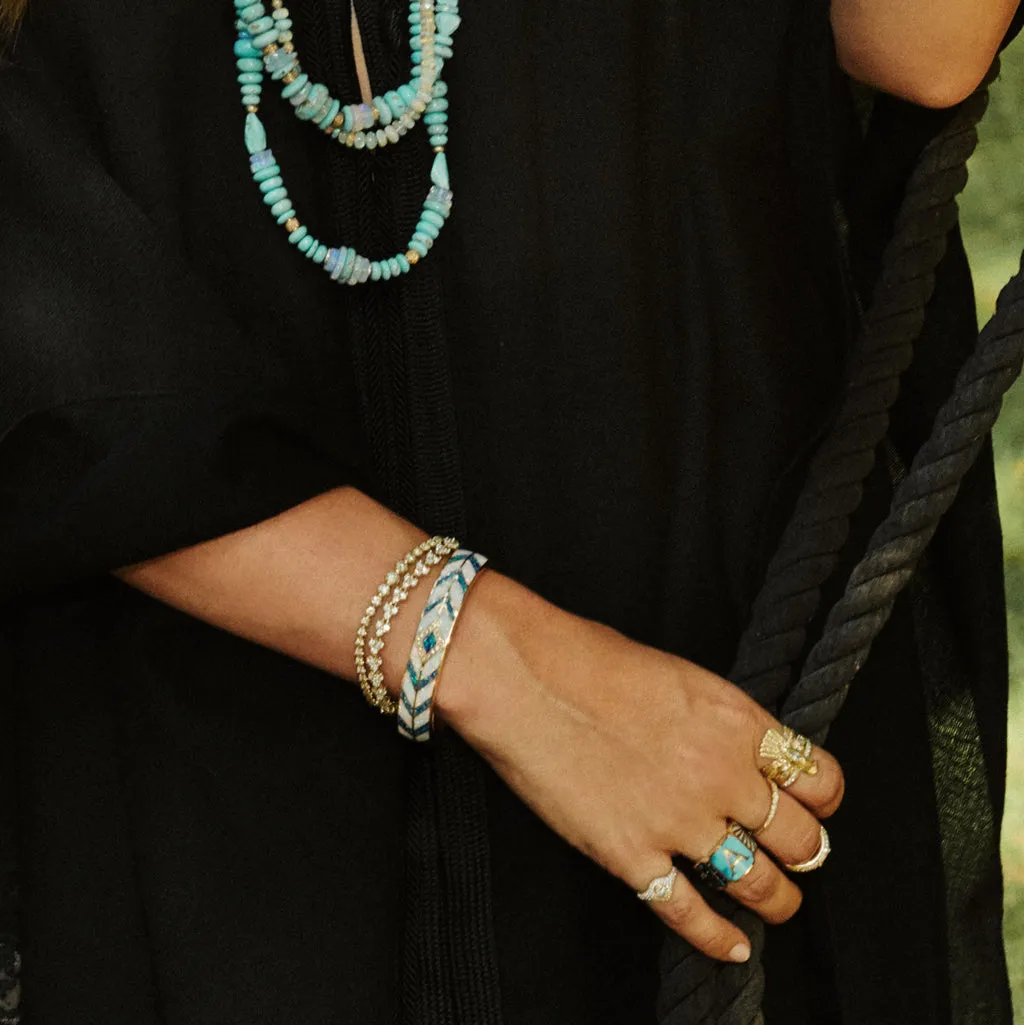 PAVE BLUE OPAL   CHEVRON OPAL INLAY CUFF BRACELET