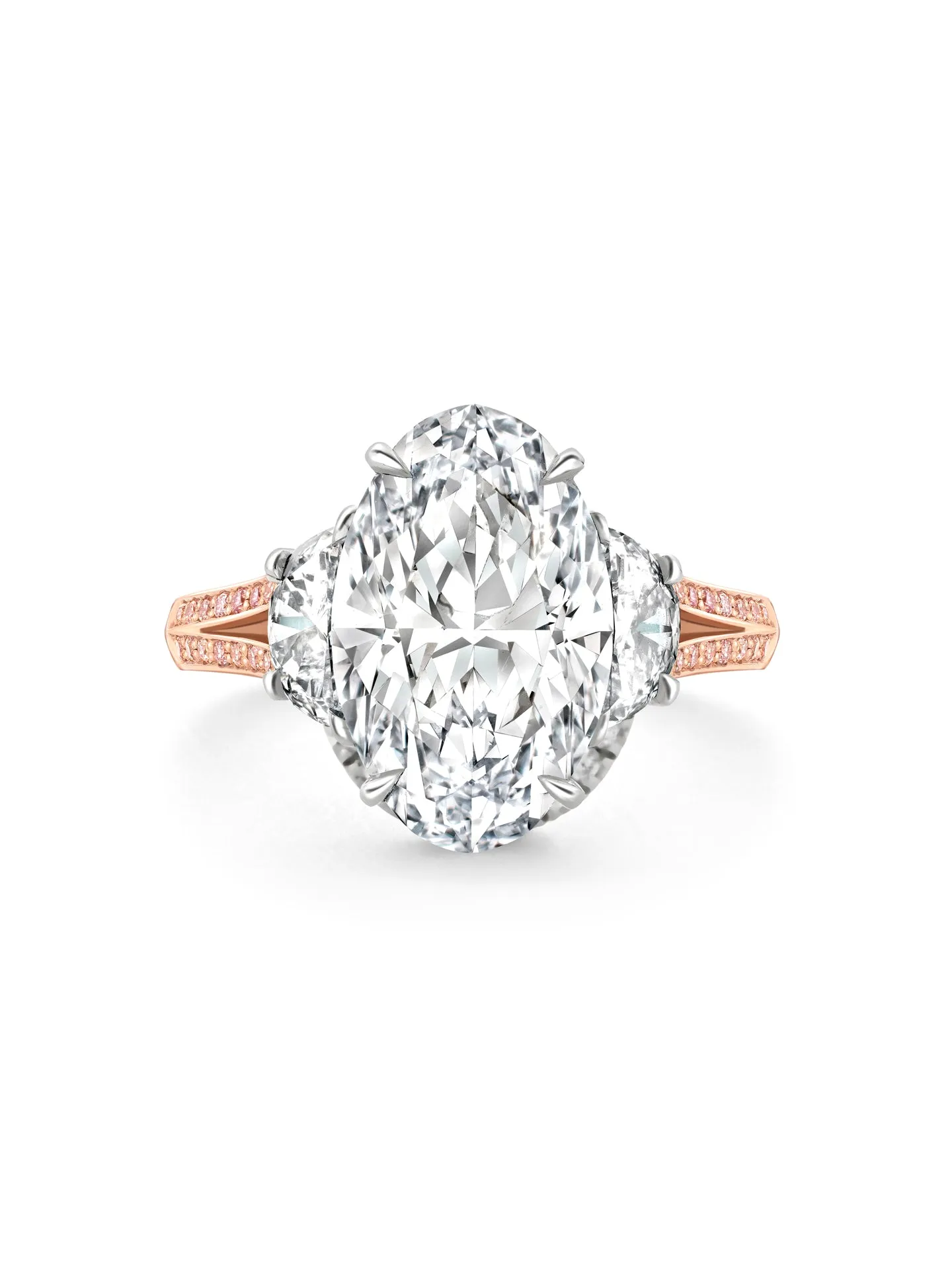 Peace of Mined Split Shoulder Oval Diamond Rose Gold Ring