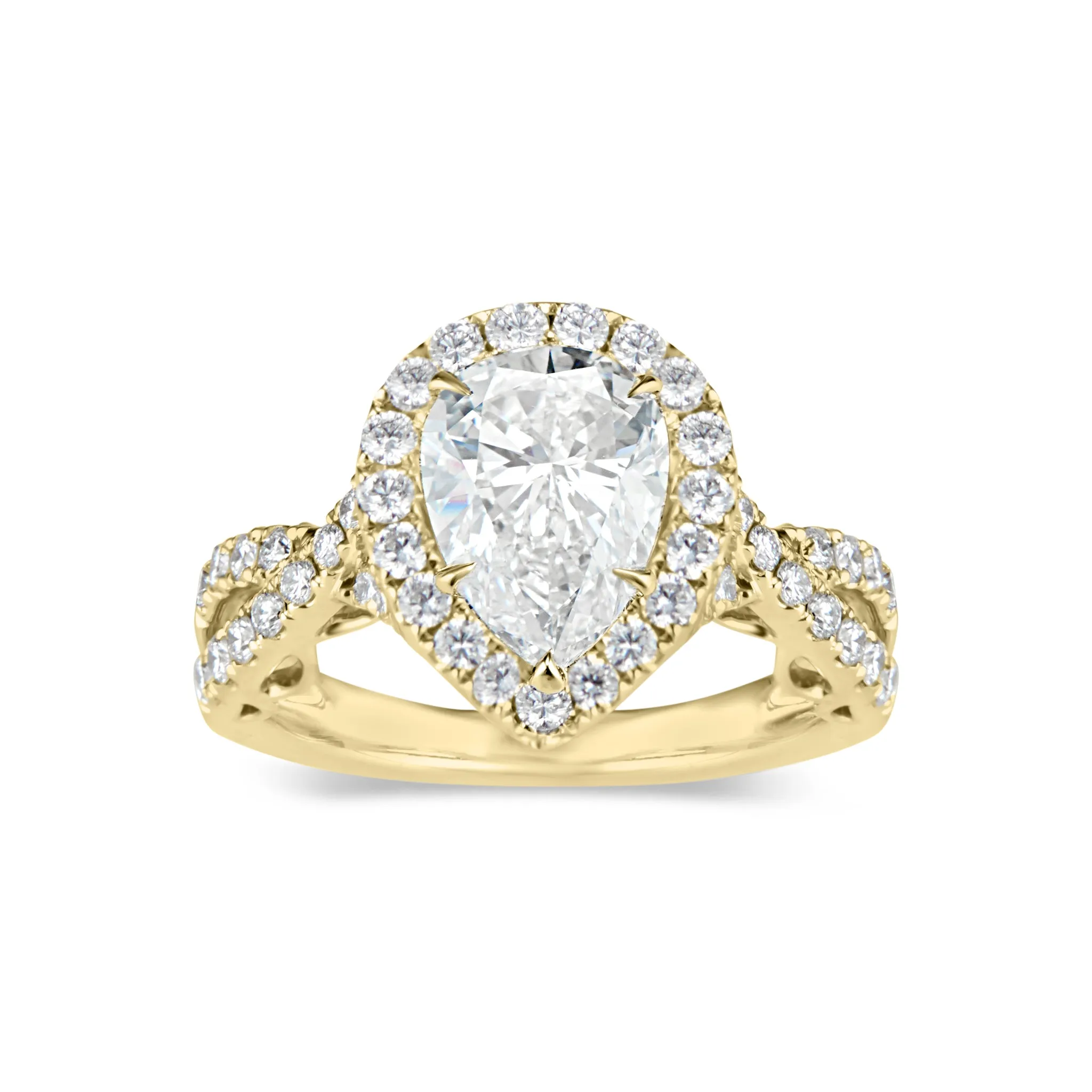 Pear Halo Diamond Engagement Ring with Twisted Shank