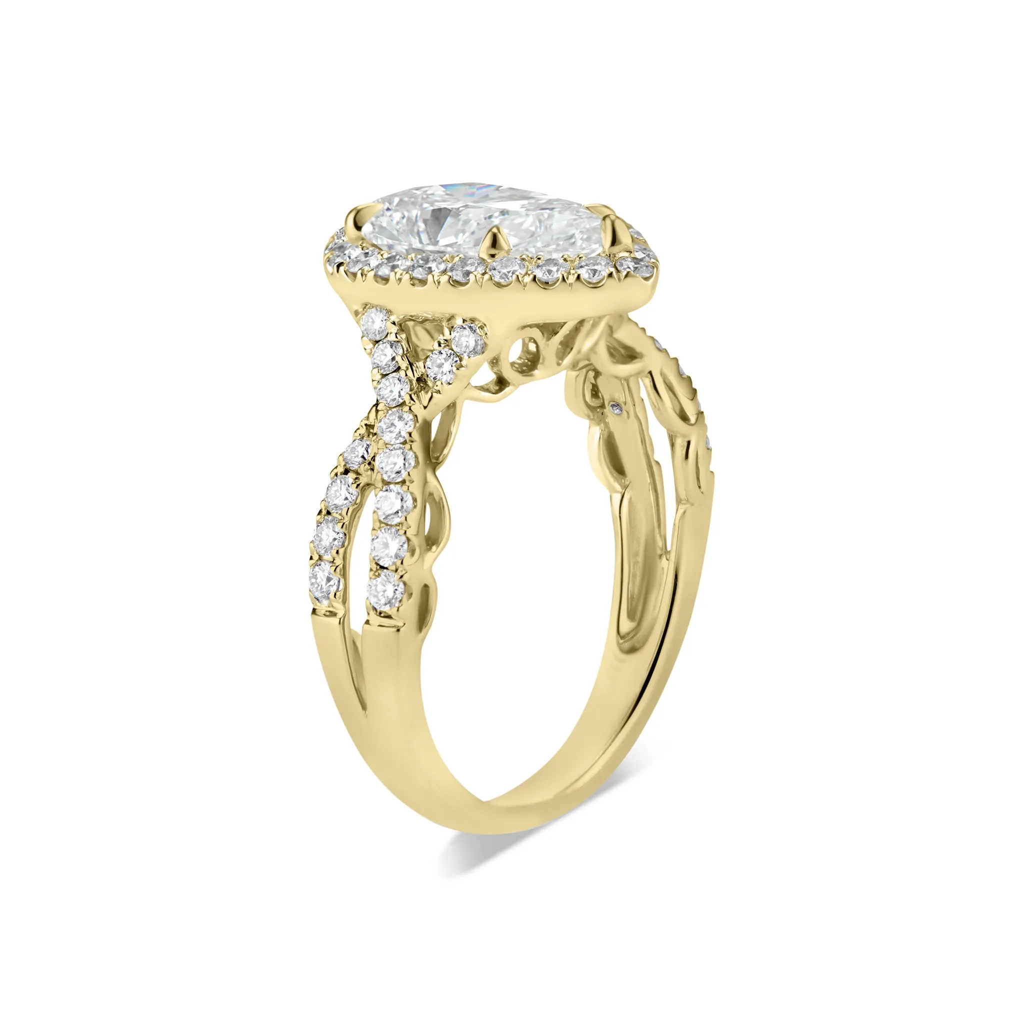 Pear Halo Diamond Engagement Ring with Twisted Shank