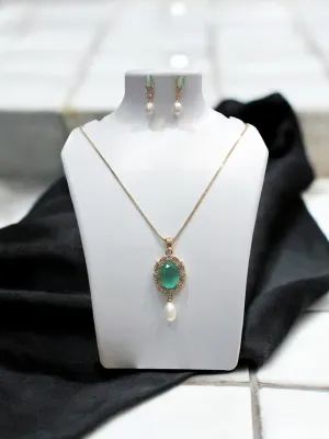 Pearlfect Pretty Mirror Pendant Set with Real Pearl