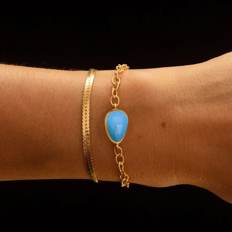 Pebble Bracelet, Turquoise, Gold