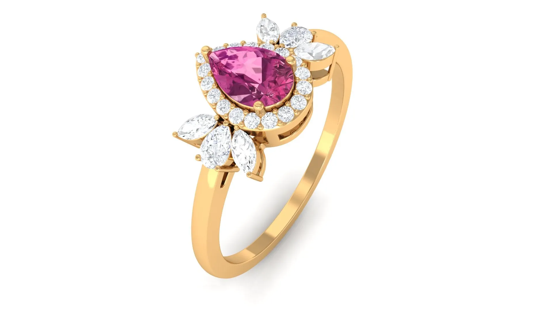 Pink Tourmaline Engagement Ring with Diamond Halo