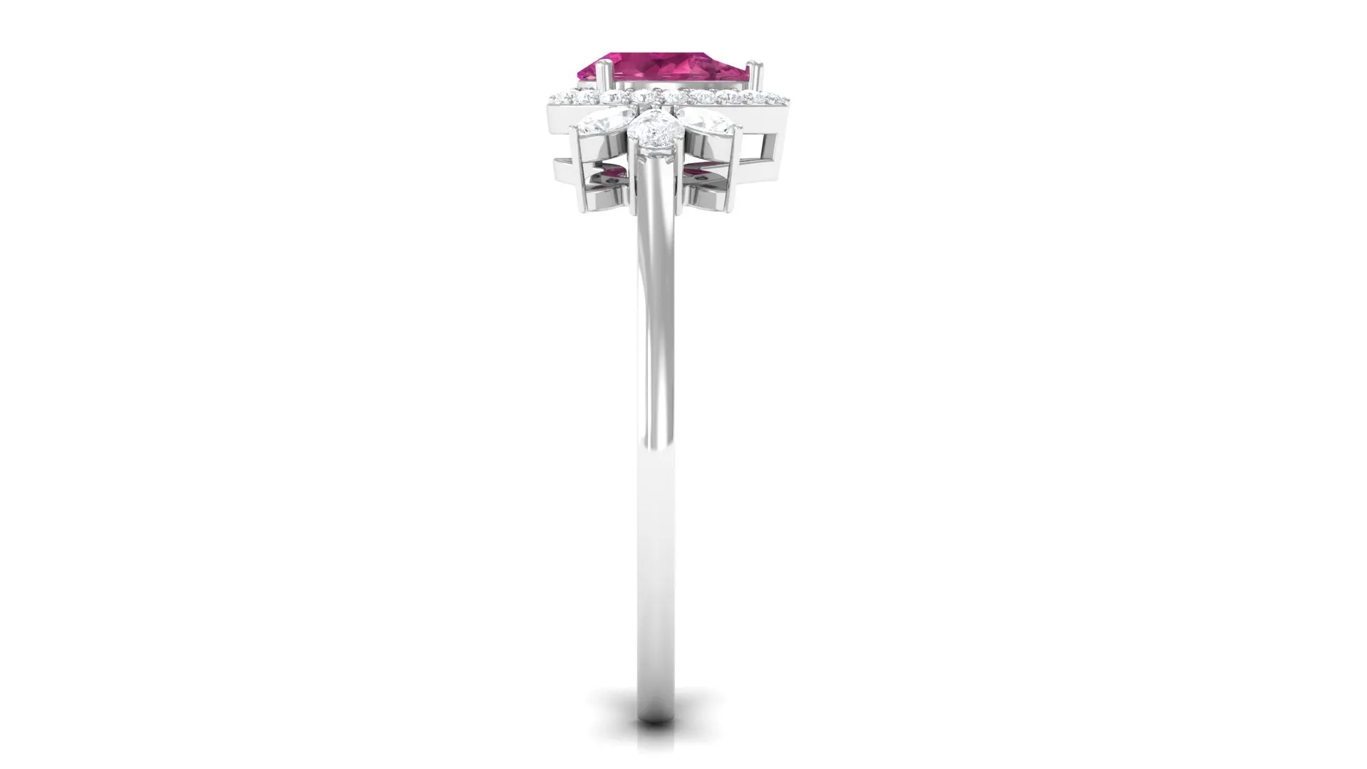 Pink Tourmaline Engagement Ring with Diamond Halo