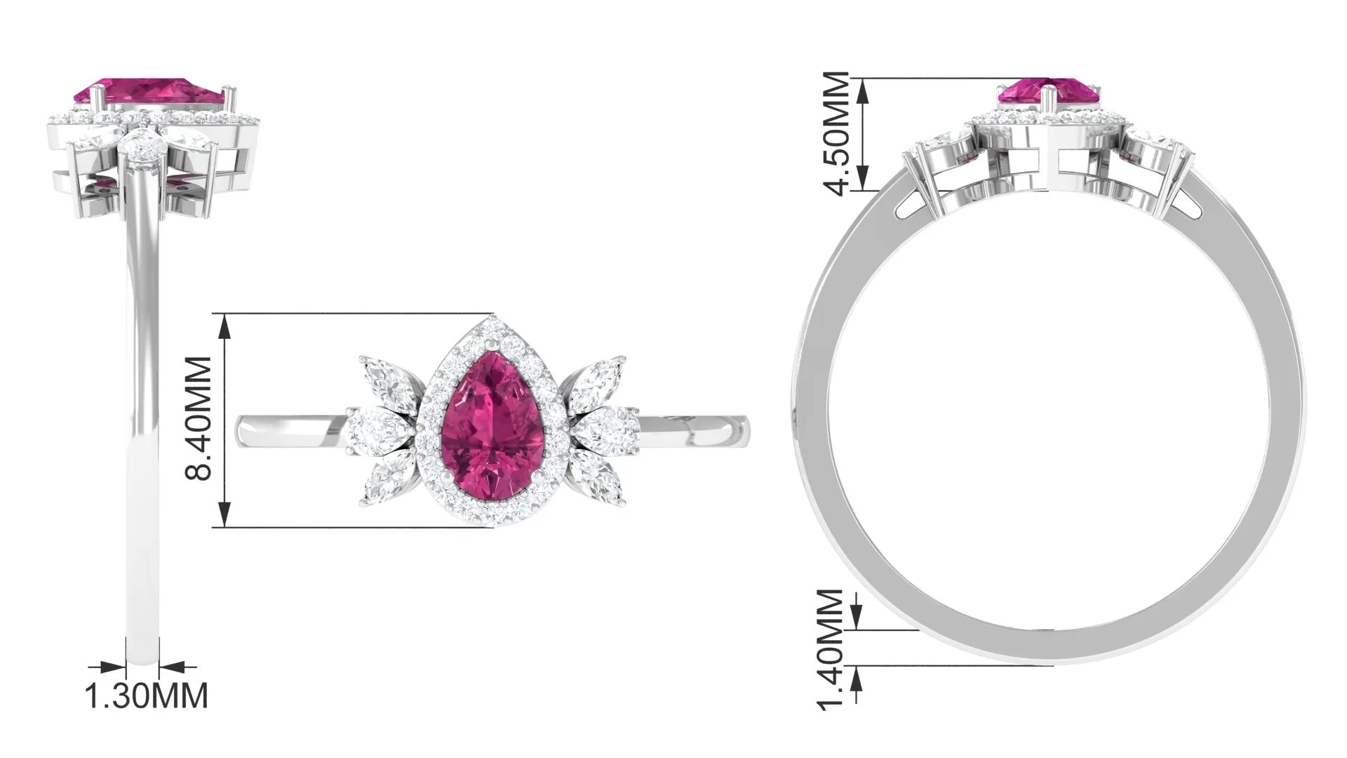 Pink Tourmaline Engagement Ring with Diamond Halo