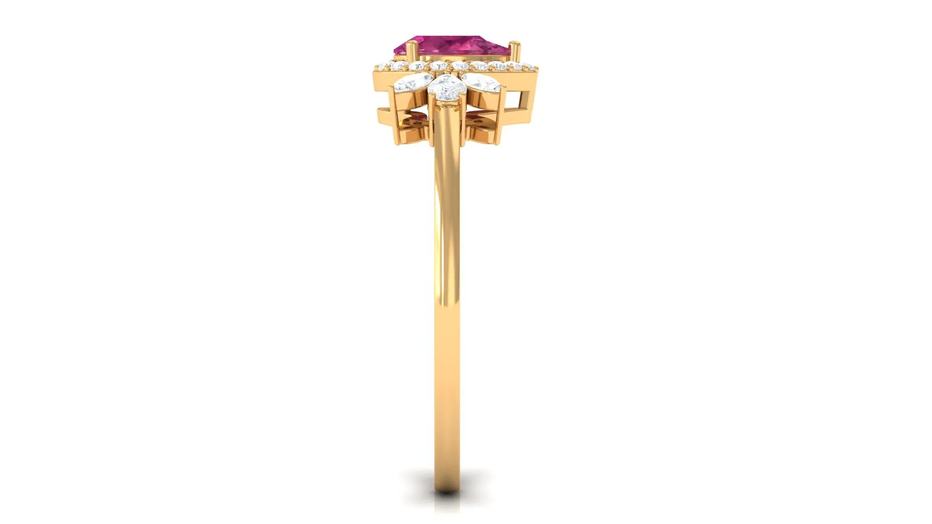 Pink Tourmaline Engagement Ring with Diamond Halo
