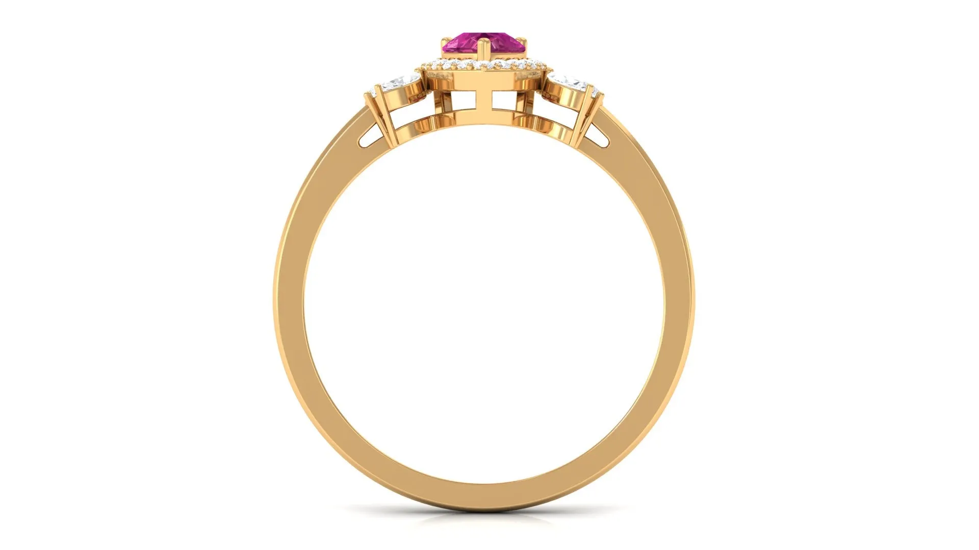 Pink Tourmaline Engagement Ring with Diamond Halo