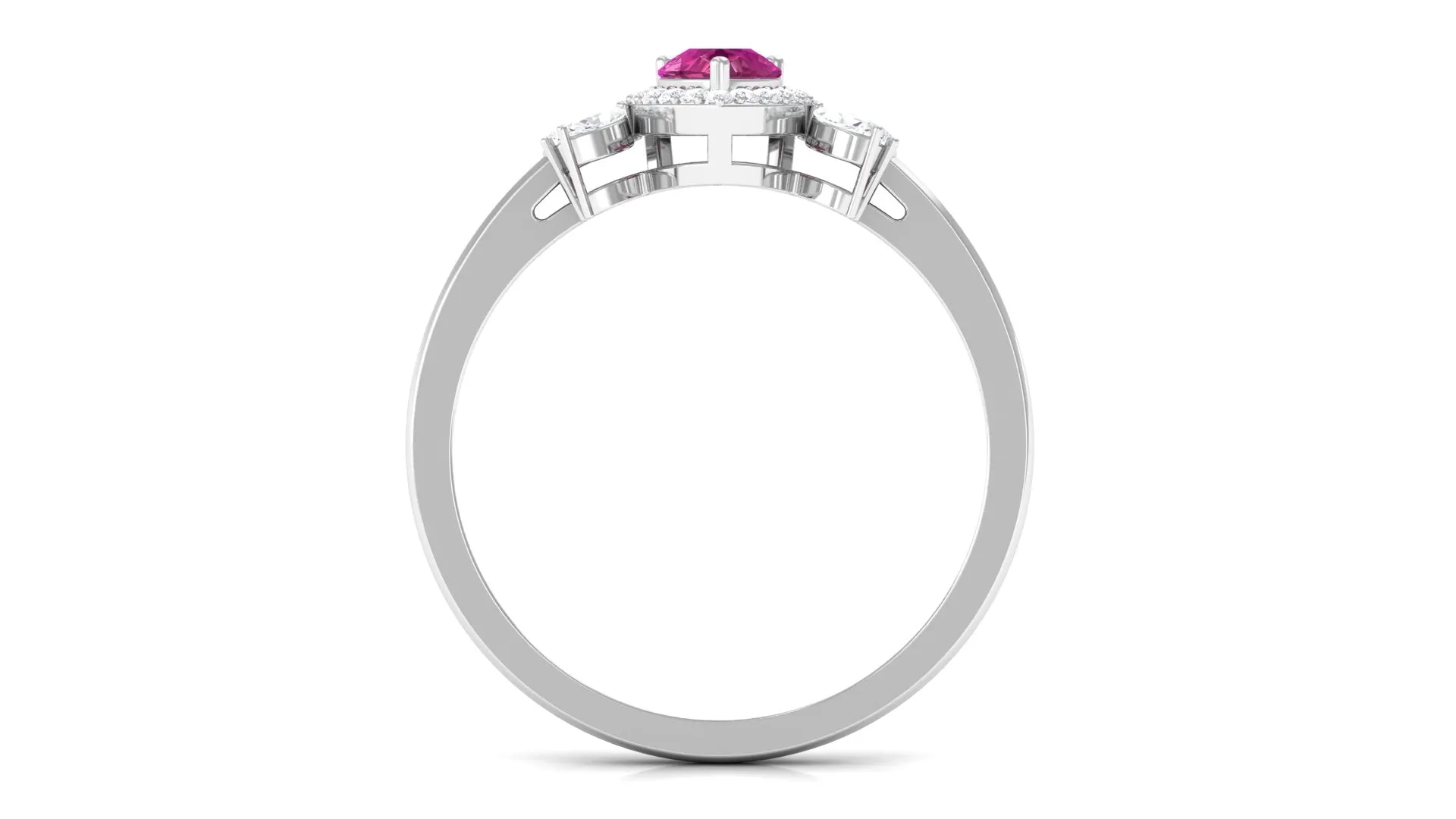 Pink Tourmaline Engagement Ring with Diamond Halo