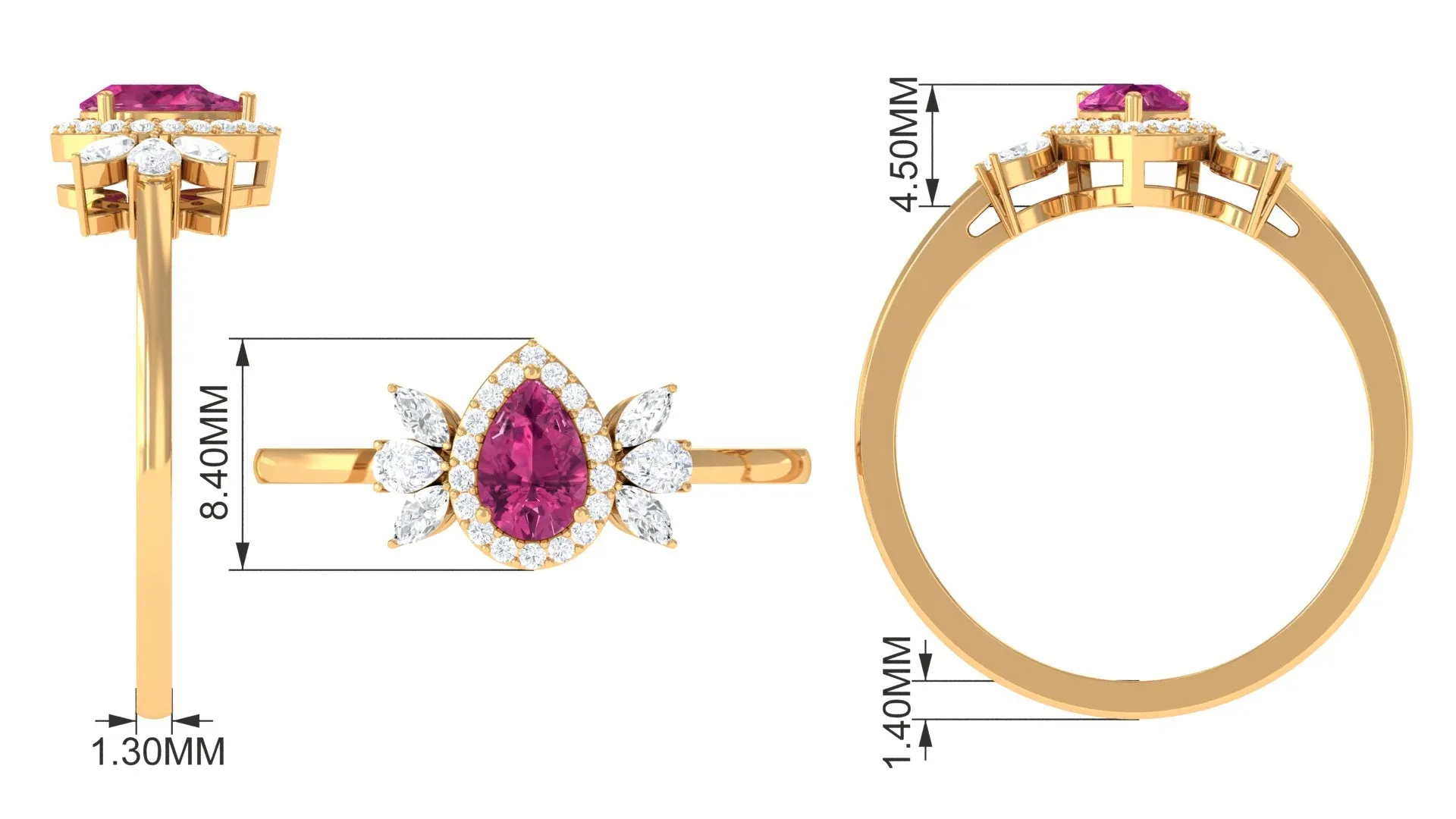 Pink Tourmaline Engagement Ring with Diamond Halo