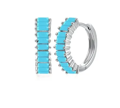 Pipi | 18k Gold Plated or Sterling Silver Turquoise Colour Zircon Hoops