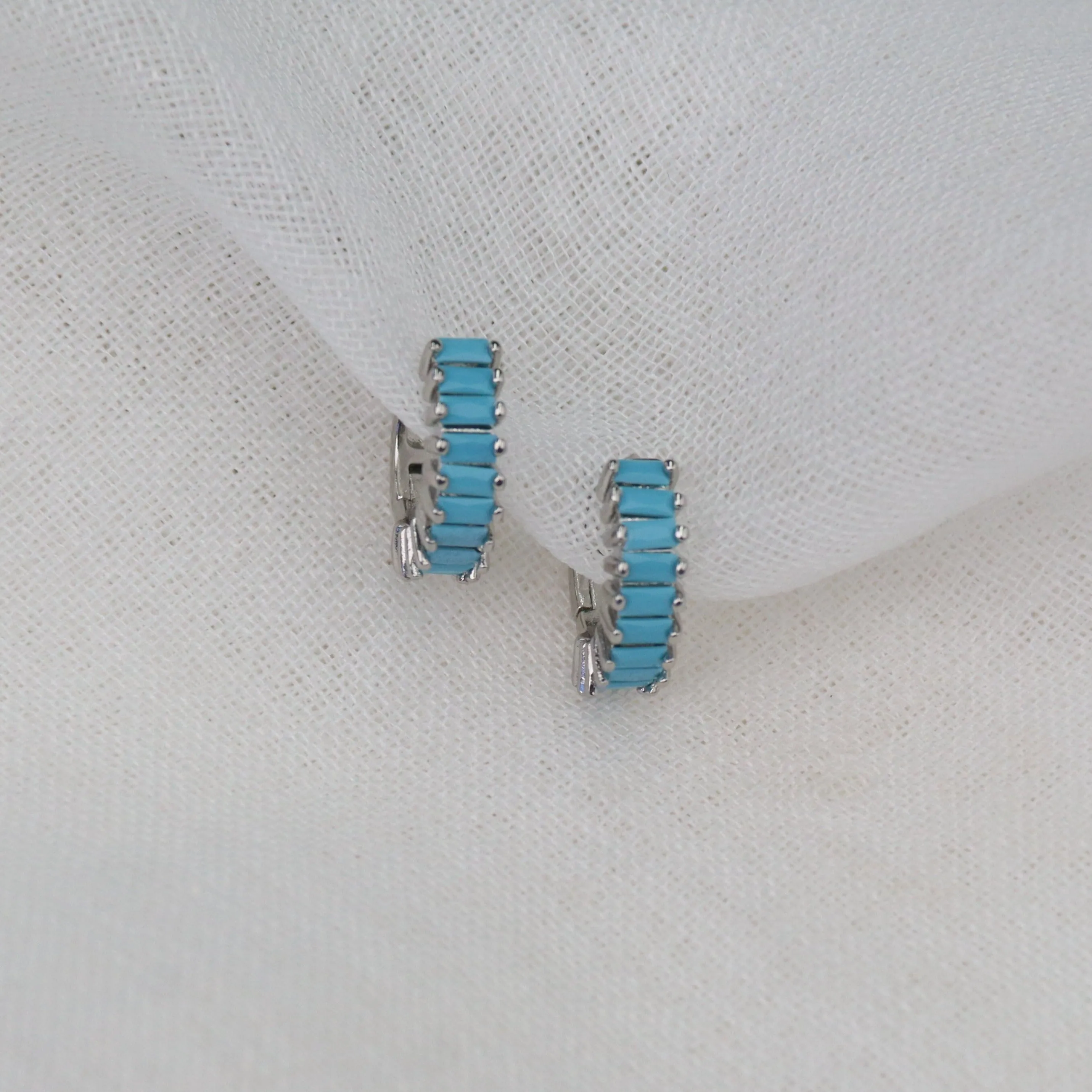 Pipi | 18k Gold Plated or Sterling Silver Turquoise Colour Zircon Hoops