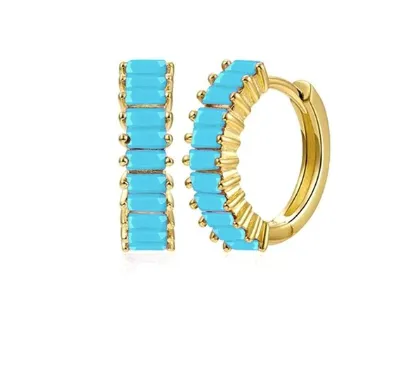 Pipi | 18k Gold Plated or Sterling Silver Turquoise Colour Zircon Hoops