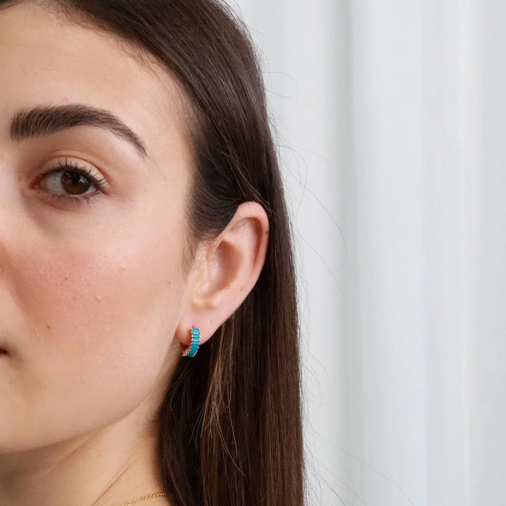 Pipi | 18k Gold Plated or Sterling Silver Turquoise Colour Zircon Hoops