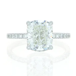 Platinum Cushion Shaped Diamond Engagement Ring