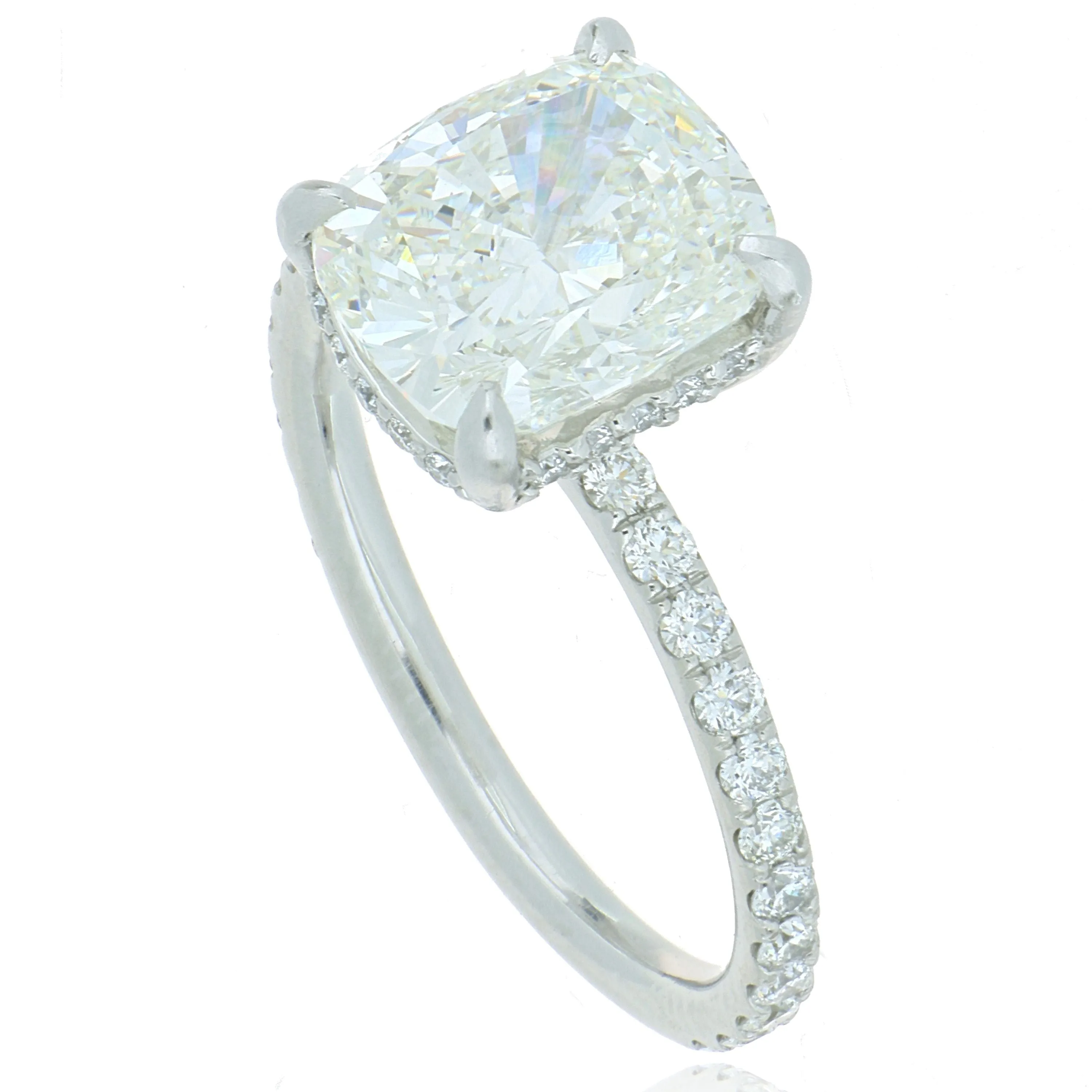 Platinum Cushion Shaped Diamond Engagement Ring