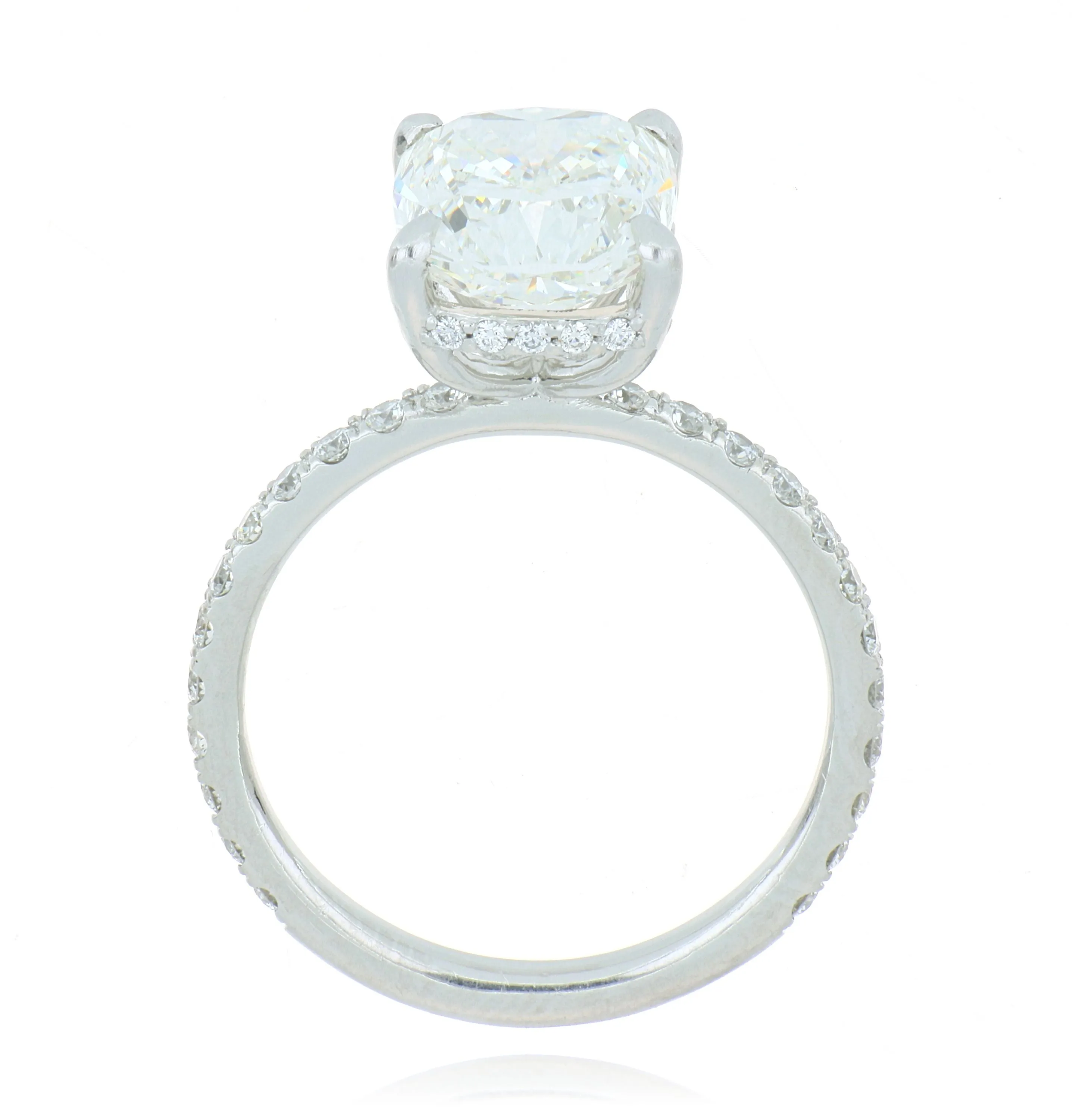Platinum Cushion Shaped Diamond Engagement Ring