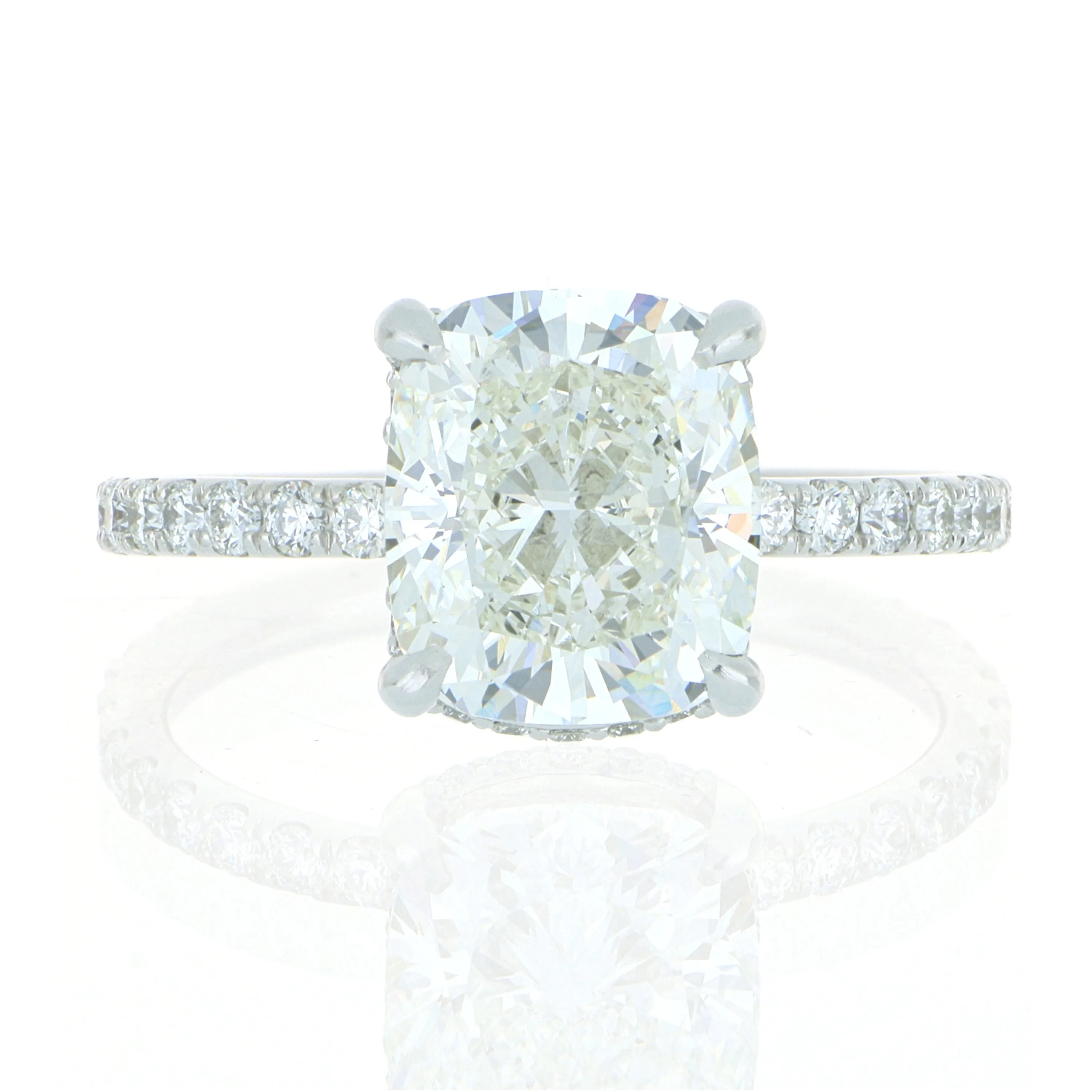 Platinum Cushion Shaped Diamond Engagement Ring