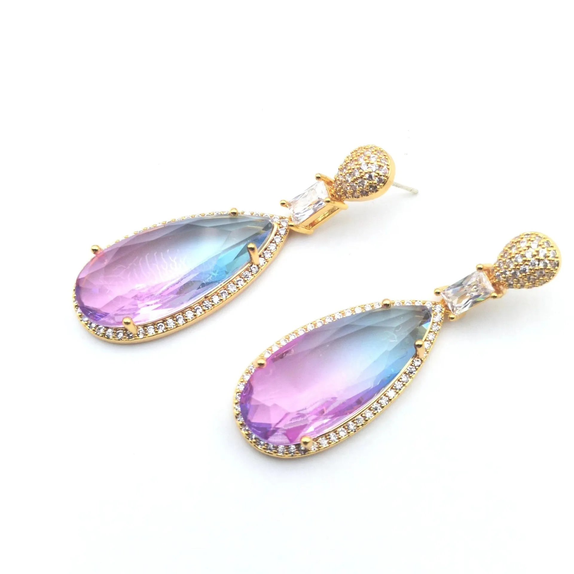 Pre Order:  Gradient Purple Zircon Water Drop Earrings